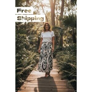 Rebecca Taylor Womens Long Skirt Size 0 143-V01 White With Blue Pattern